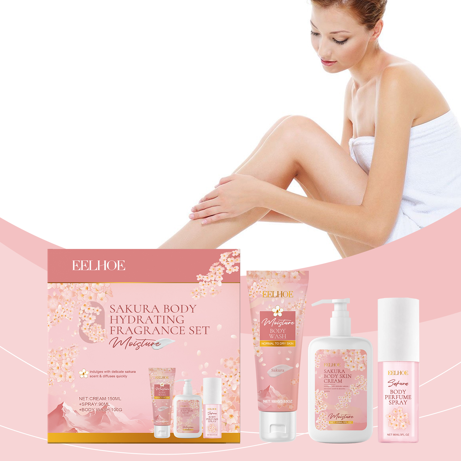Perfume Fragrance Shower Gel - Sakura Flower Body Skin Care Set
